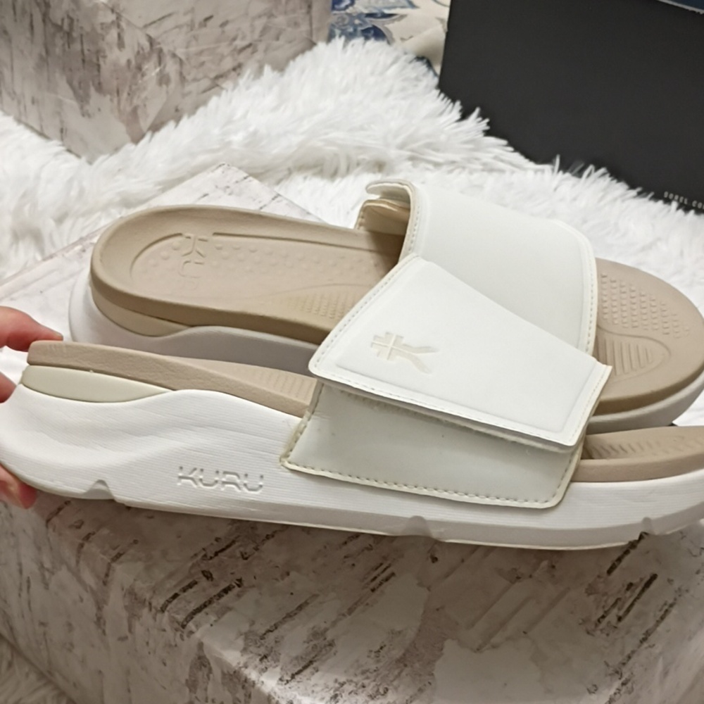KURU Moment Cream Arch supportive premium recovery slide Sandals Arch Support - Picture 7 of 16